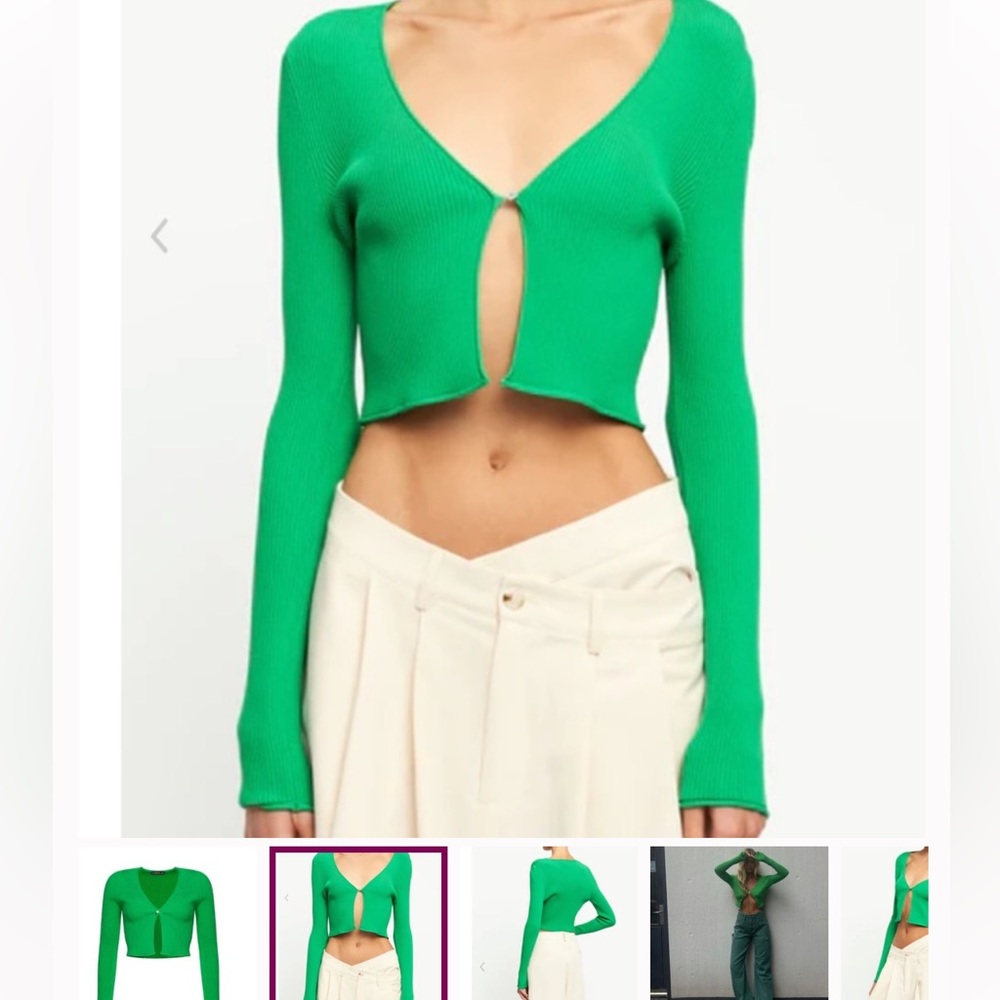 Zara Vibrant Green Cut-Out Crop Top